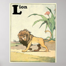 Lion Storybook Illustriert Alphabet Poster