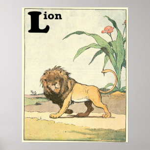 Lion Storybook Illustriert Alphabet Poster