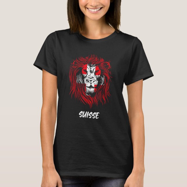 Lion Swiss Flag Schweiz T-Shirt (Vorderseite)