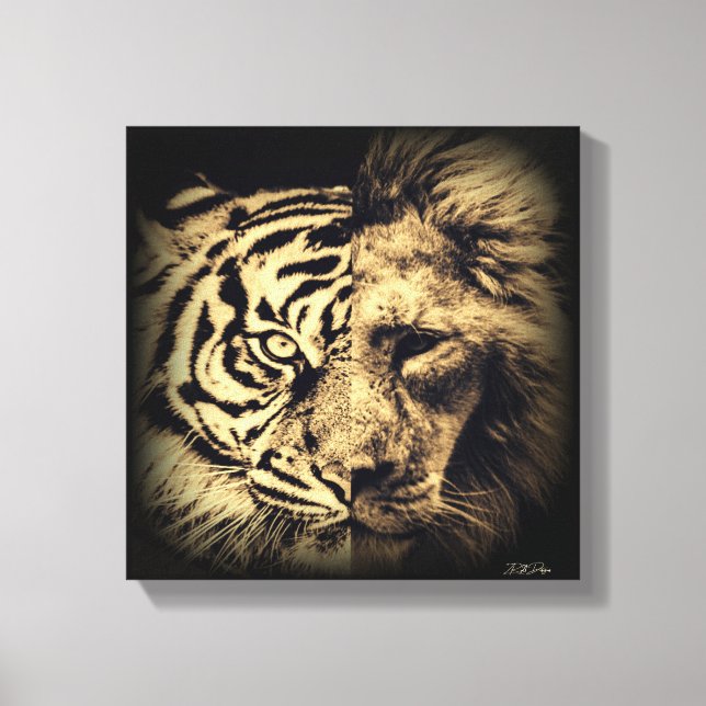 Lion Tiger 2in1 Canvas Print Leinwanddruck (Vorderseite)