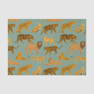 Lion, Tiger und Leopard Muster Seidenpapier