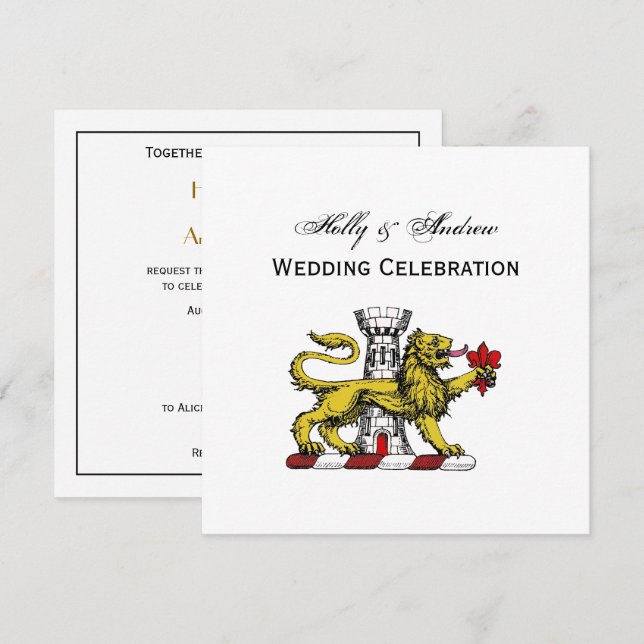 Lion Tower Lilie Wappen Emblem C Einladung (Vorne/Hinten)
