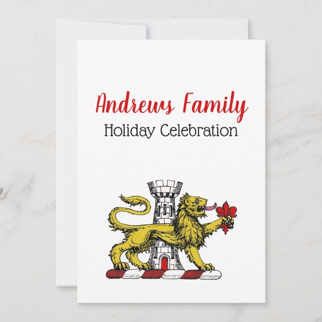 Lion Tower Lilie Wappen Emblem C Einladung (Vorderseite)