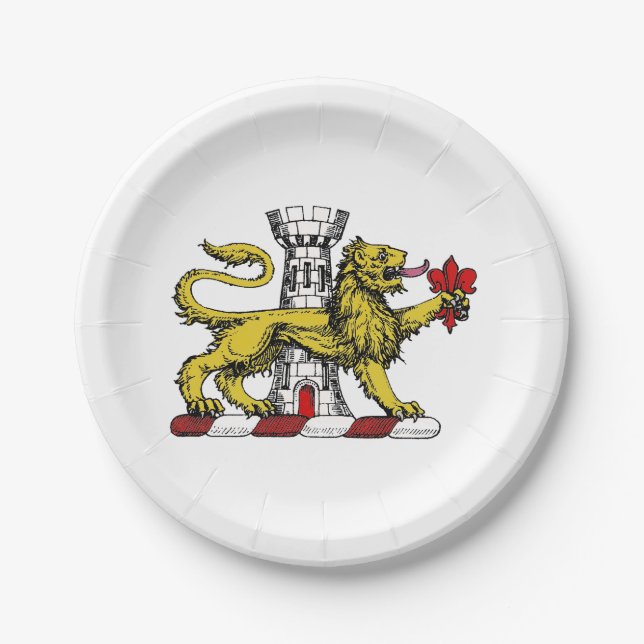 Lion Tower Lilie Wappen Emblem C Pappteller (Vorderseite)