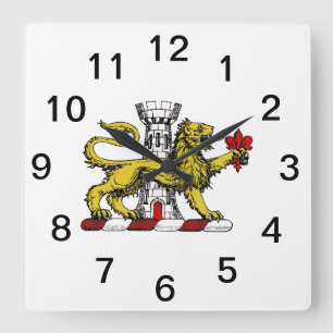 Lion Tower Lilie Wappen Emblem C Quadratische Wanduhr