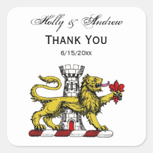Lion Tower Lilie Wappen Emblem C Quadratischer Aufkleber
