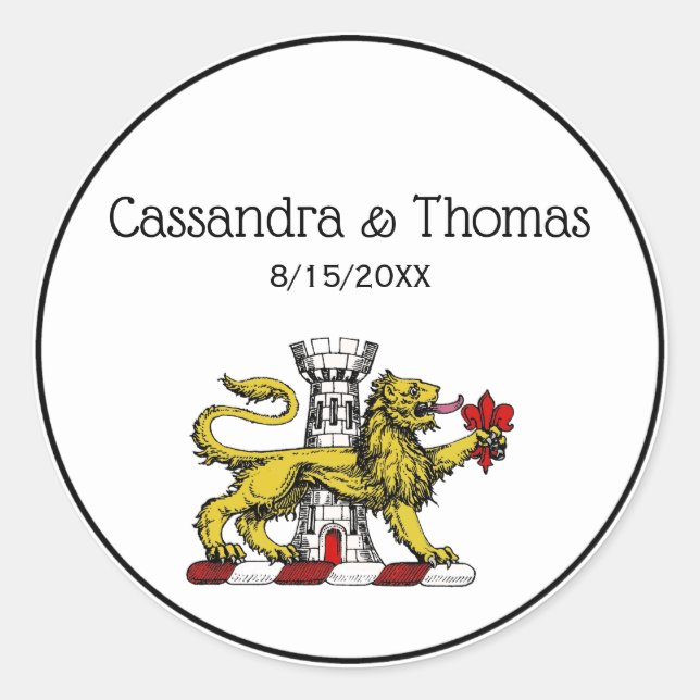 Lion Tower Lilie Wappen Emblem C Runder Aufkleber (Vorderseite)