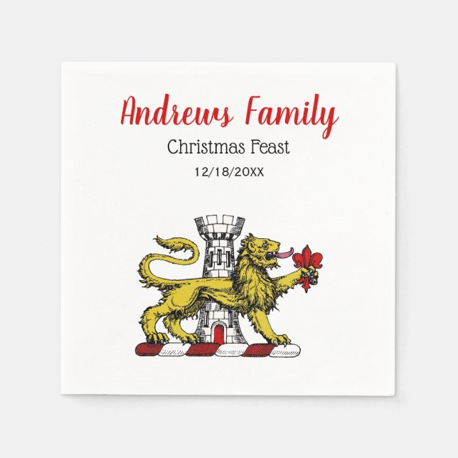 Lion Tower Lilie Wappen Emblem C Serviette (Vorderseite)