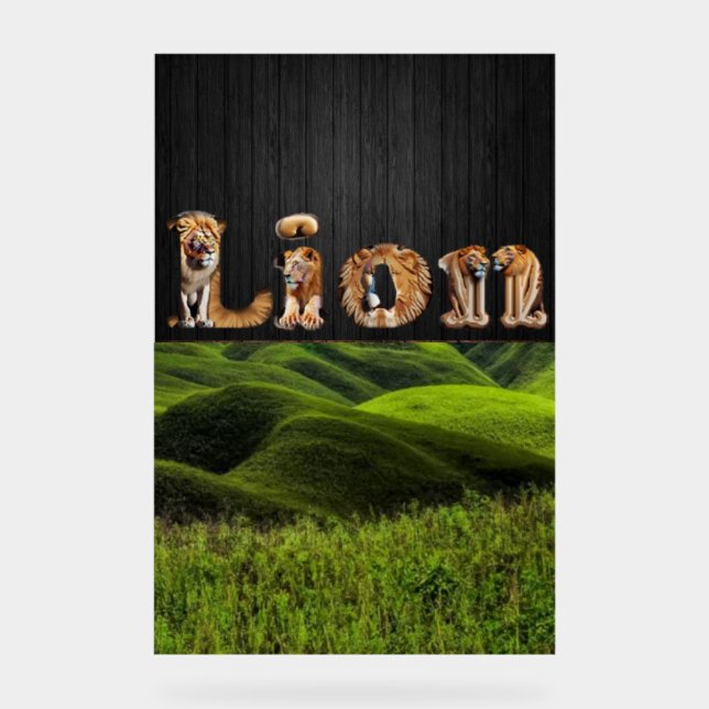 "LION Typography Art - Majestic Jungle King Poster (Vorderseite)