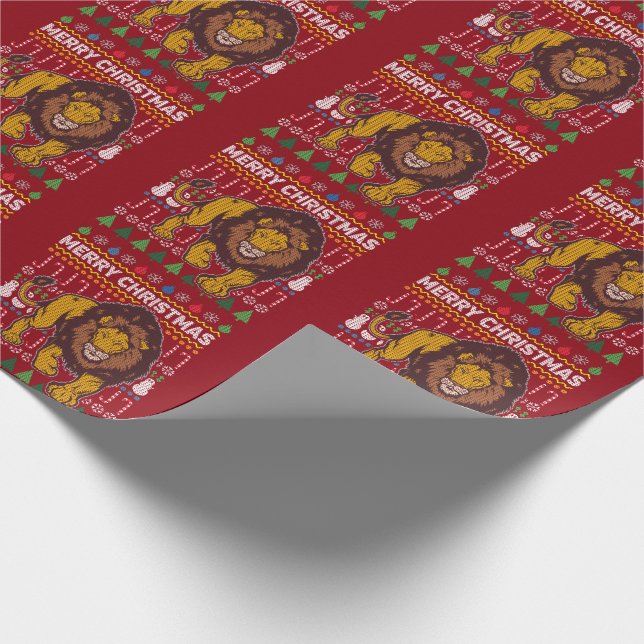 Lion Ugly Christmas Sweater Geschenkpapier (Ecke)
