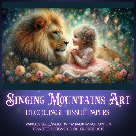 Lion und Girl Christlich Art Decoupage Seidenpapier