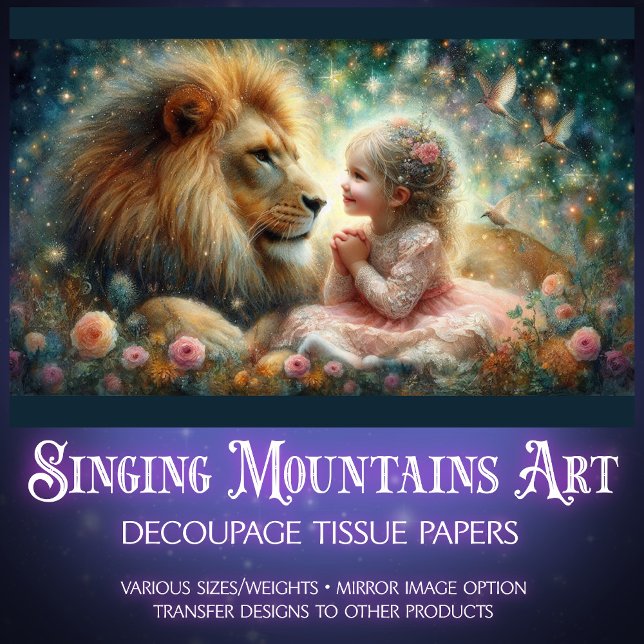 Lion und Girl Christlich Art Decoupage Seidenpapier (Von Creator hochgeladen)