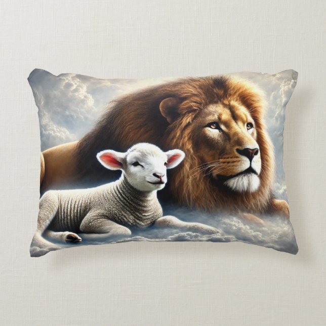 Lion und Lamb Accent Throw Kissen (Vorderseite)