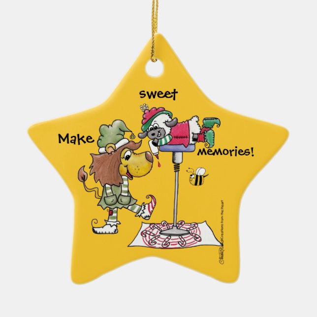 Lion und Lamb Candy Cane Makers Keramik Ornament (Vorne)