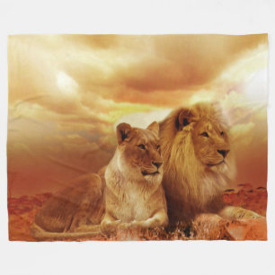 Lion und Lioness Custom Fleece Blanket, groß