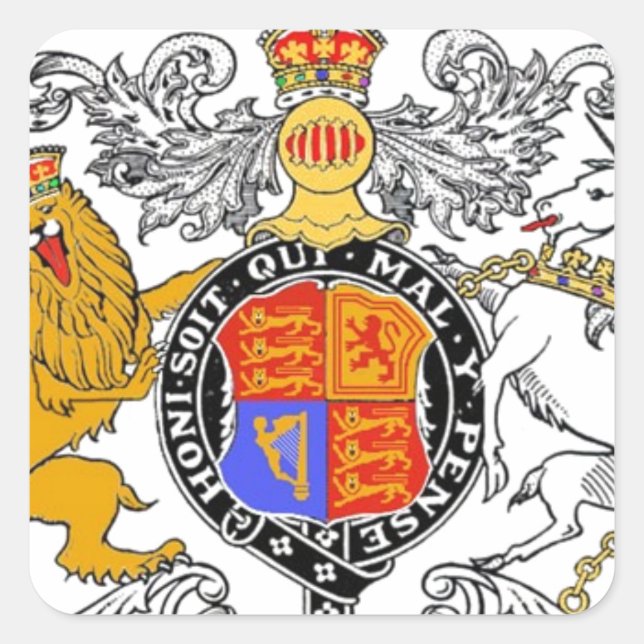 LION UND UNICORN COAT VON WAFFEN QUADRATISCHER AUFKLEBER (Vorderseite)