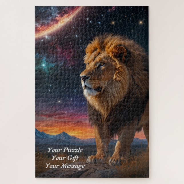 Lion Under a Starry Sky Puzzle (Vertikal)