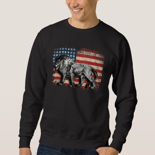 Lion Usa American Flag 4. Juli Patriotic 1 Sweatshirt (Vorderseite)