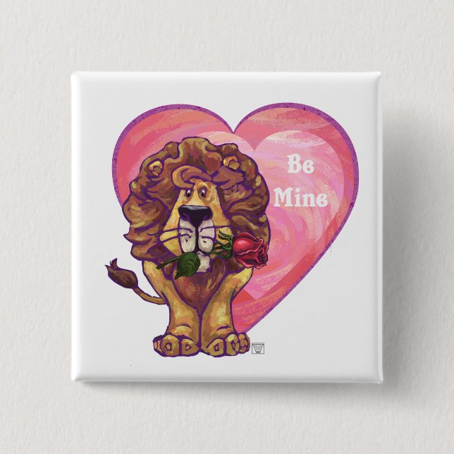 Lion Valentinstag Button (Vorderseite)