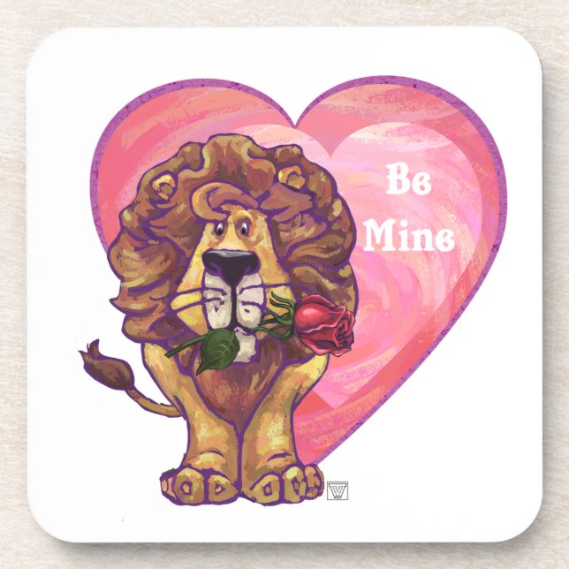 Lion Valentinstag Getränkeuntersetzer (Vorderseite)
