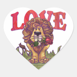 Lion Valentinstag Herz-Aufkleber