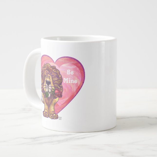 Lion Valentinstag Jumbo-Tasse (Vorderseite Links)