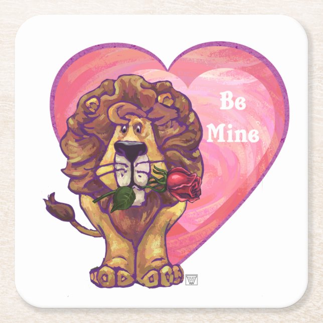 Lion Valentinstag Rechteckiger Pappuntersetzer (Vorderseite)