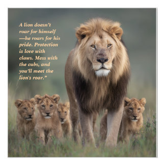 Lion Wall Art - Kraft, Schutz und Familienfreundli Fotodruck