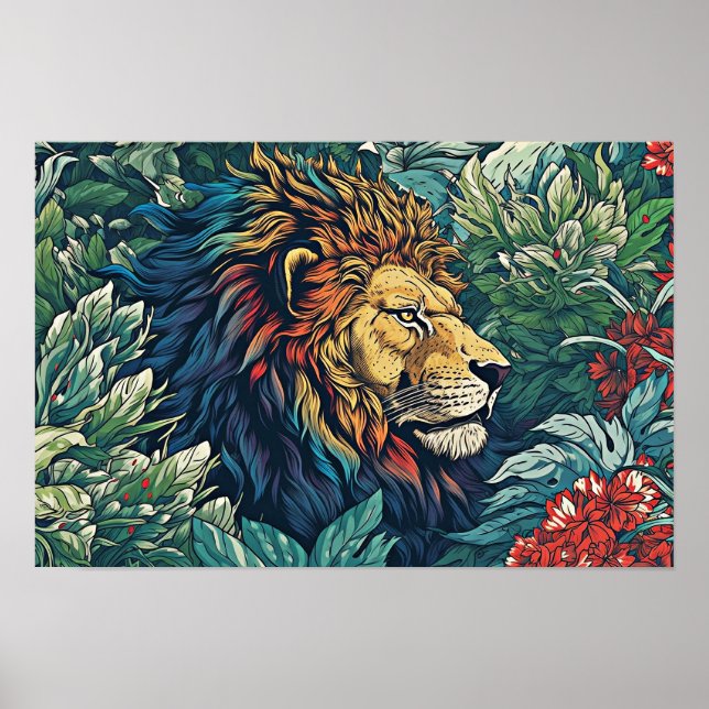 Lion Wall Poster, Art Illustration Poster (Vorne)