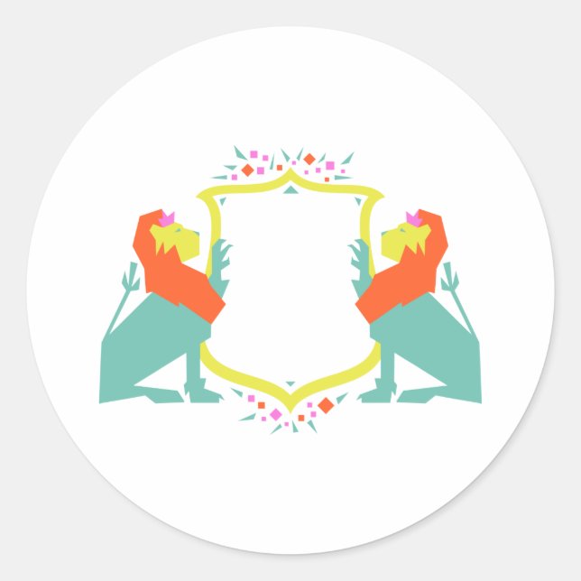 Lion Wappen Runder Aufkleber (Vorderseite)