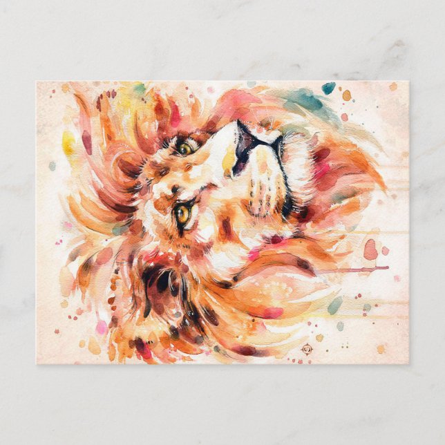 Lion Water Lion Art | Wunderbares Geschenk Ankündigungspostkarte (Vorderseite)