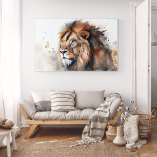 Lion Watercolor Poster
