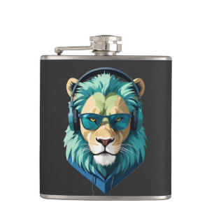 Lion Wearing Hoodie Funny Coole Tierart Flachmann