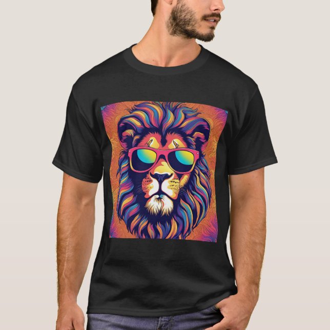 Lion Wearing-Sonnenbrille T-Shirt (Vorderseite)