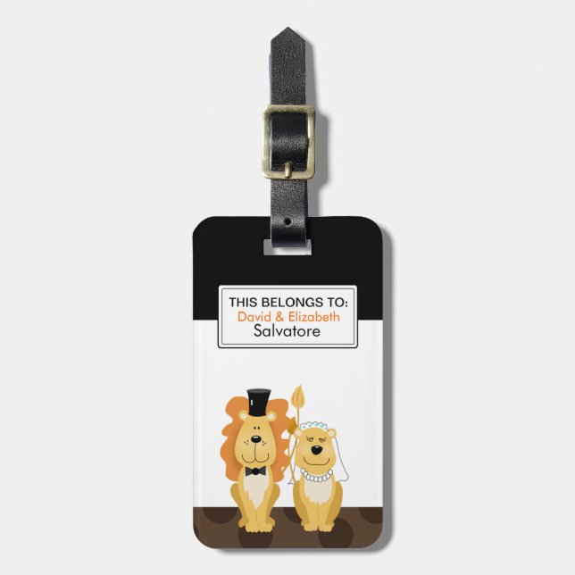 Lion Wedding Couple - individuell anpassbare Gepäc Gepäckanhänger (Vorderseite vertikal)