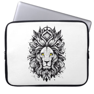 Lion Wild Animal Nature Illustration Art Tattoo Laptopschutzhülle