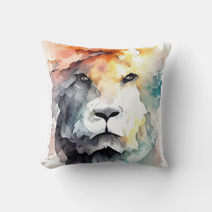 Lion Wild Animal Nature Wasserfarben Malerei Kissen