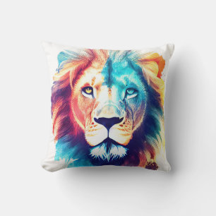 Lion Wild Nature Animal Color Art Malerei Kissen