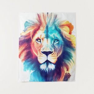 Lion Wild Nature Animal Color Art Malerei Wandteppich