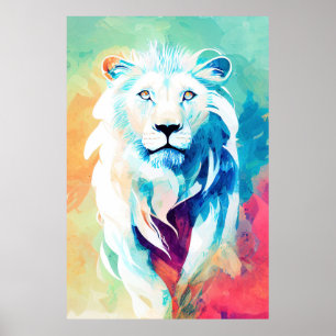Lion Wild Nature Animal Colors Malerei Poster
