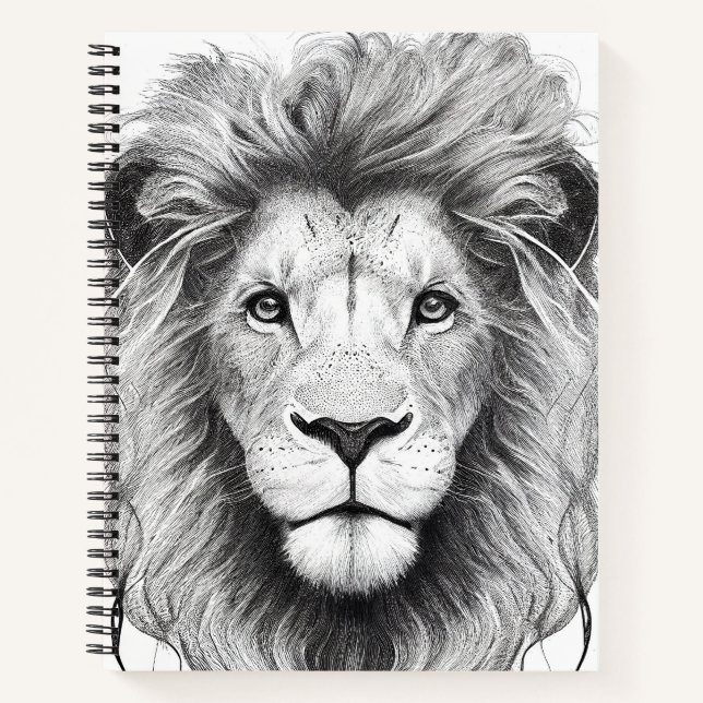 Lion Wild Nature Animal Illustration Zeichnend Kun Notizbuch (Vorderseite)
