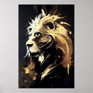 Lion Wild Nature Free Spirit Art Pinselstrich Poster