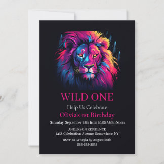 Lion Wild One Geburtstag Einladung