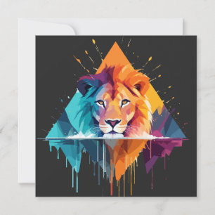 Lion Wildlife Animal Nature Outdoor Water color Karte