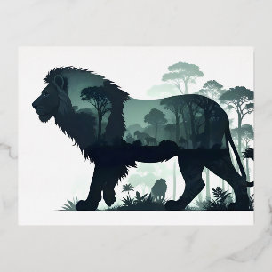 Lion Wildlife Animal Nature Umwelt Dschungel Kunst Folien Feiertagspostkarte