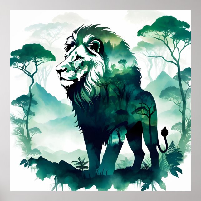 Lion Wildlife Animal Nature Umwelt Dschungel Kunst Poster (Vorne)