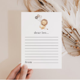 Lion with 3 Brown Balloons Time Capsule Note Card Feiertagskarte
