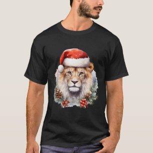 Lion with Christmas Hat South Africa Safari Animal T-Shirt