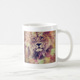 Lion Wooden Spring Grunge Digitale Kunst Tasse