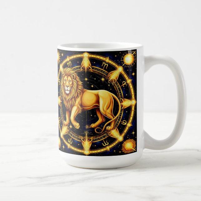 Lion Zodiac Symbol über Celestial Starry Backgroun Kaffeetasse (Rechts)